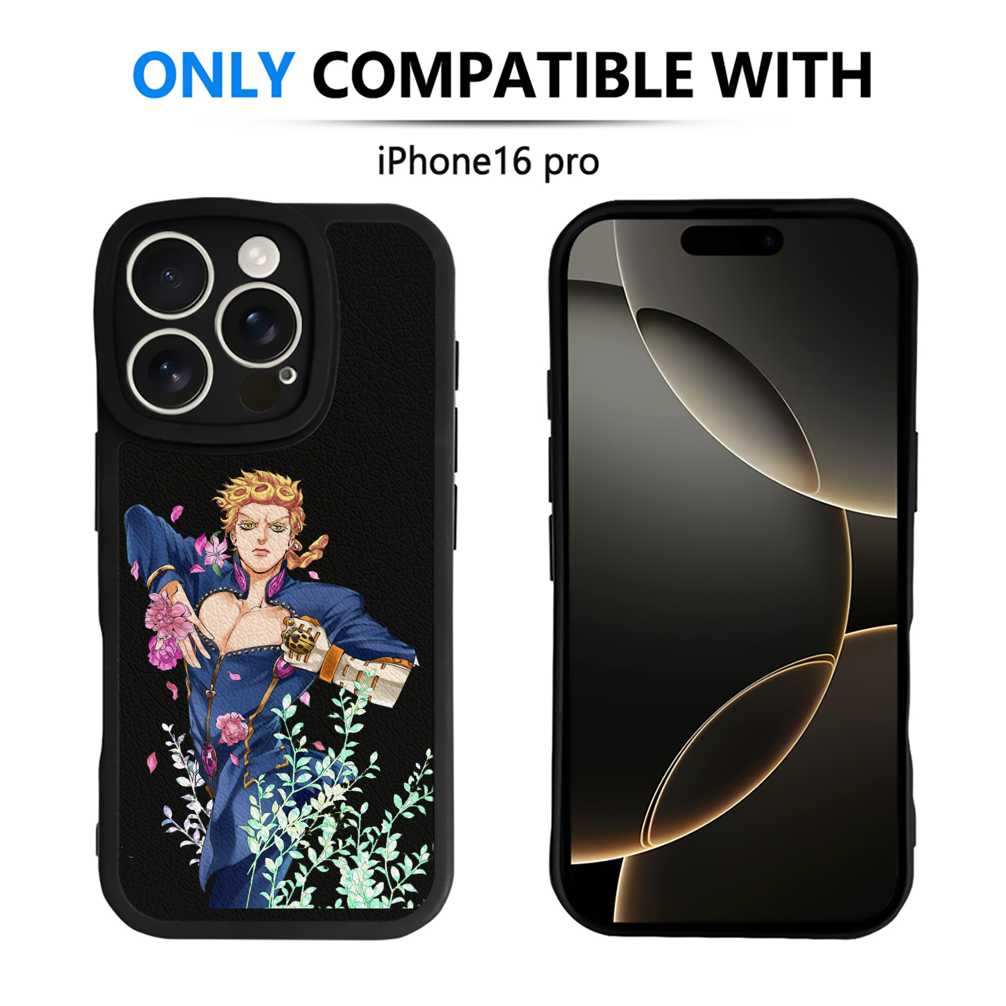 （画像用） ジョジョの奇妙な冒険 ジョルノ?ジョバァーナ JoJo's Bizarre Adventure Giorno Giovanna 【iPhone 16シリーズ対応】シリコンスマホケース（レザー調） 材質：シリコン